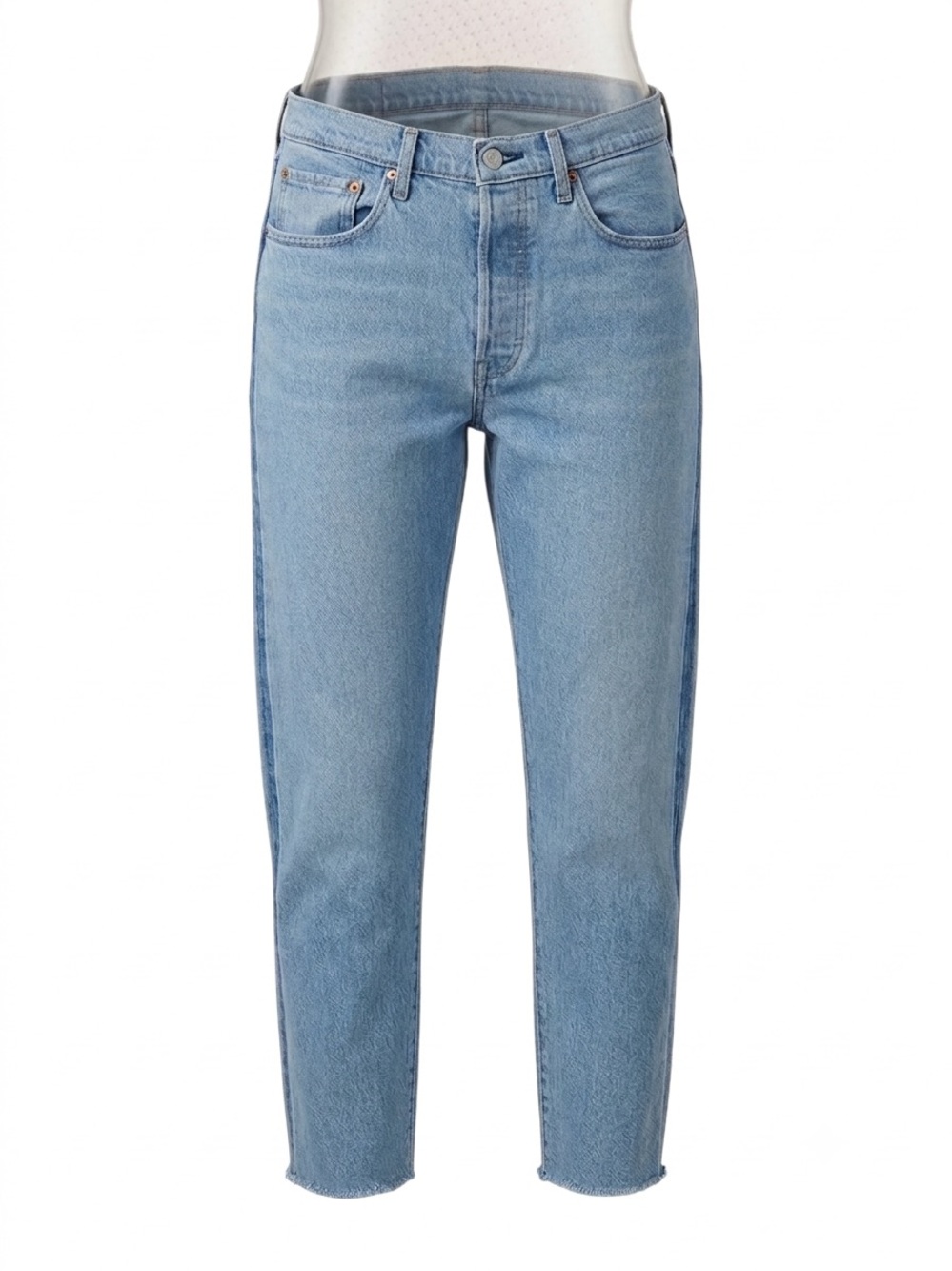 Levi’s 501 S Distressed Button fly Blue Seam Raw Hem Jeans Sz 30 - W30 L28